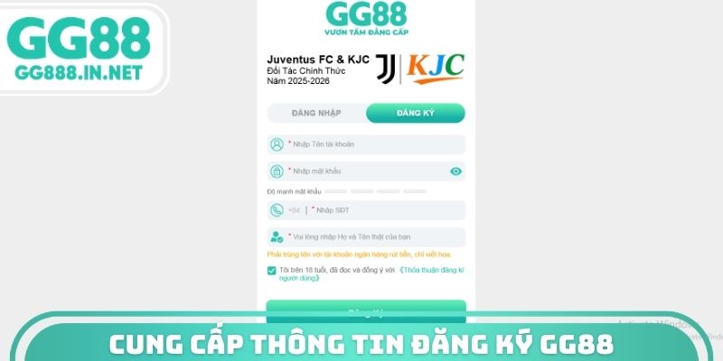 Cung cấp thông tin đăng ký GG88