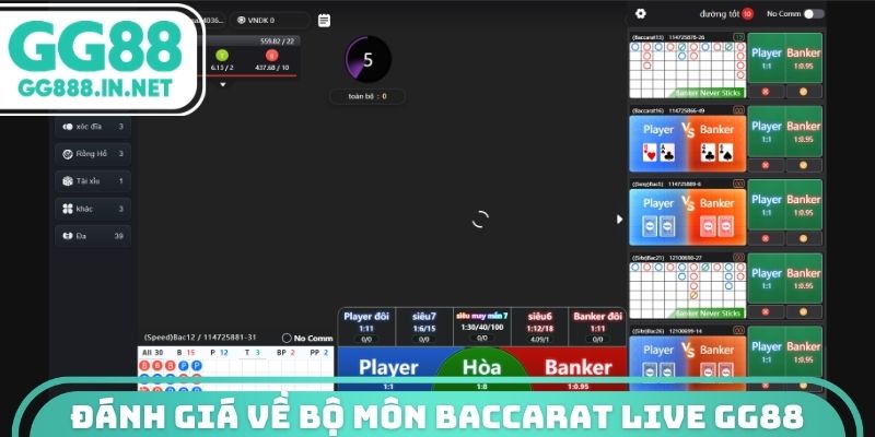 Đánh giá về bộ môn Baccarat Live GG88