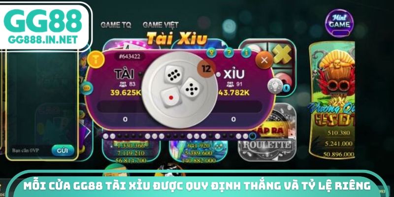 Mỗi cửa GG88 tài xỉu được quy định thắng và tỷ lệ riêng