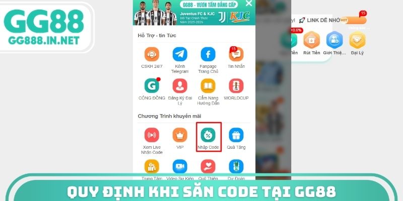 Quy định khi săn code tại GG88