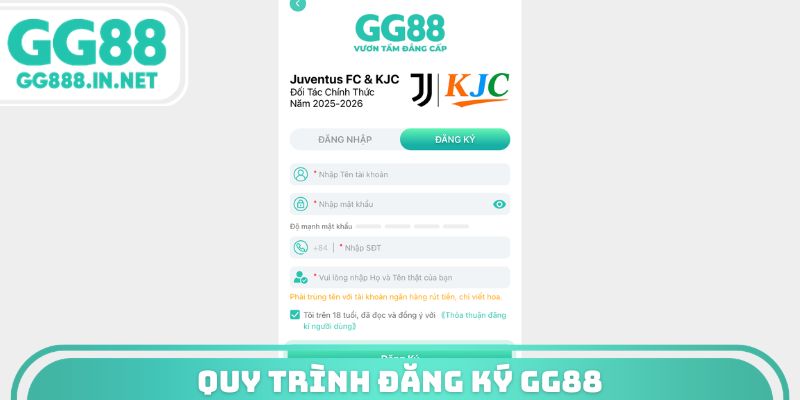Quy tr&igrave;nh đăng k&yacute; GG88